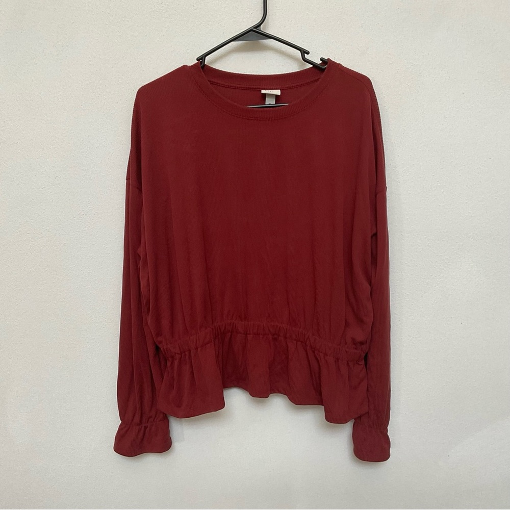 A New Day Burnt Orange Long Sleeve Top Size XL Fall Winter Basic Staple